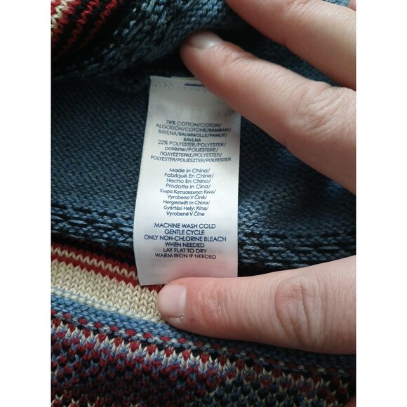 Chaps Sweater Vest Small Blue Long Tunic Southwest Blue Aztec Boho Cowgirl - Picture 5 of 6